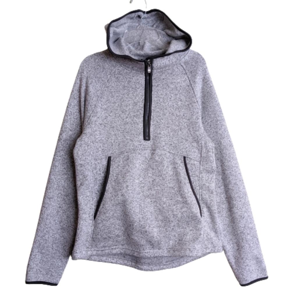 Avalanche Sweatshirt Gray Knit Hoodie Quarter Zip Kangaroo Pocket Size S